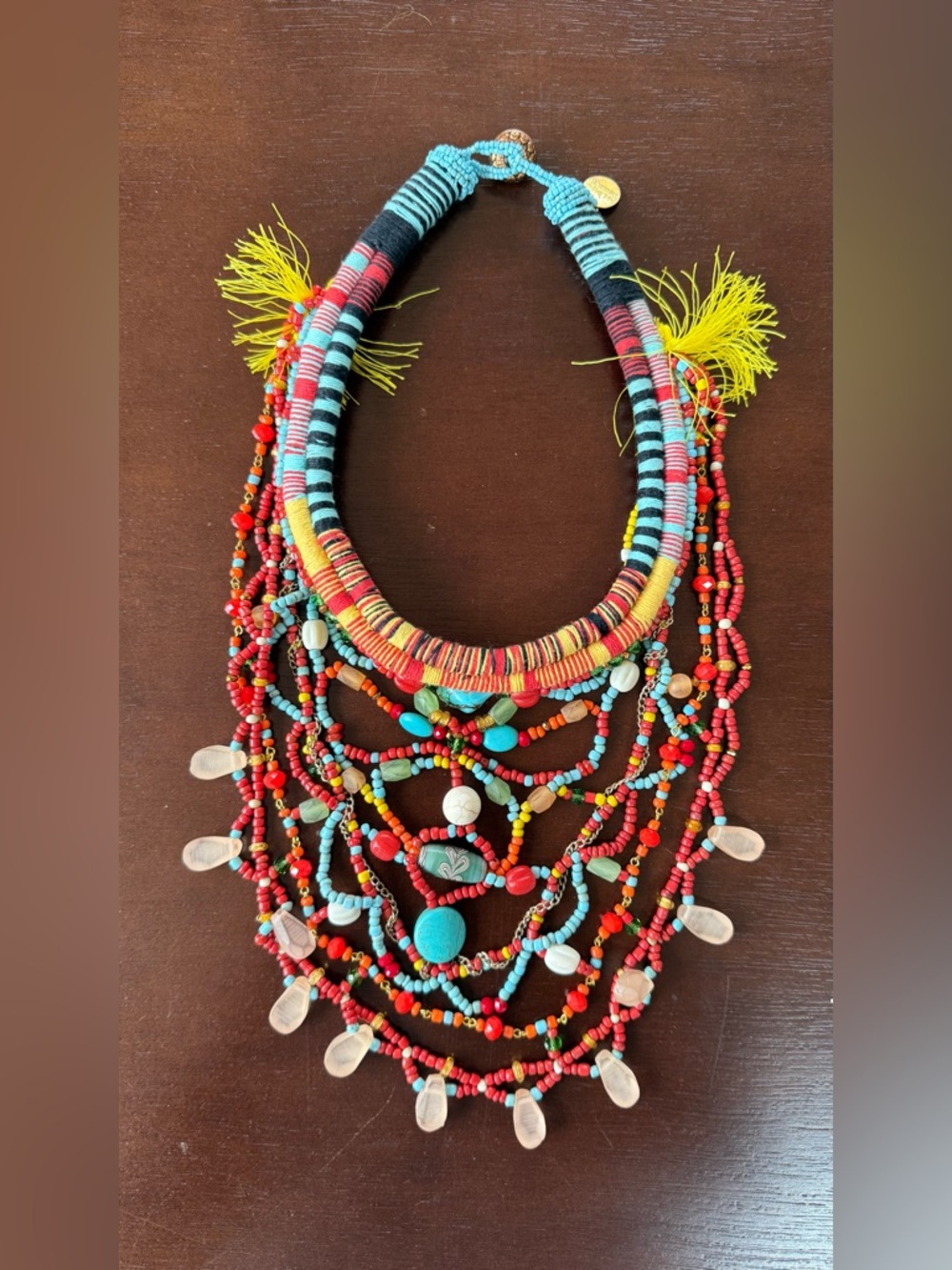 Maliparmi Multicolor Beaded Tassel Statement Necklace
